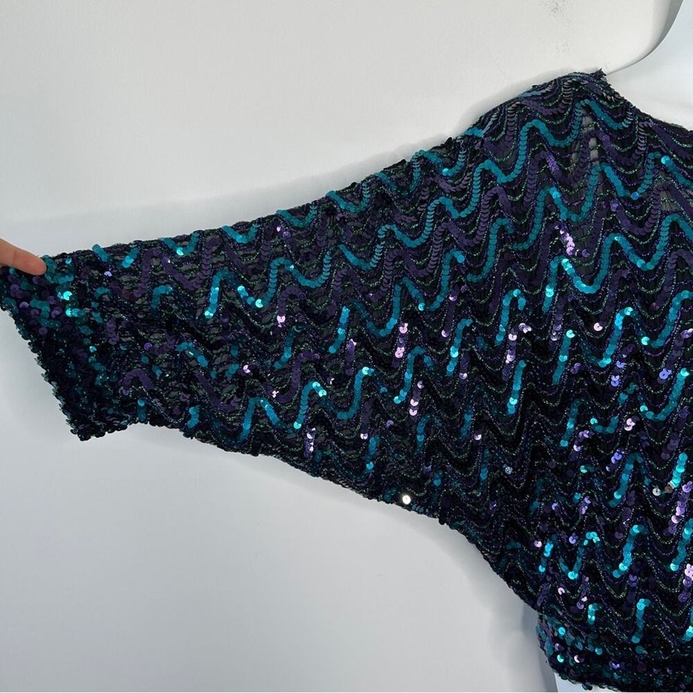 Three Flaggs Vintage Sequin Top Maximalist Glam E… - image 2